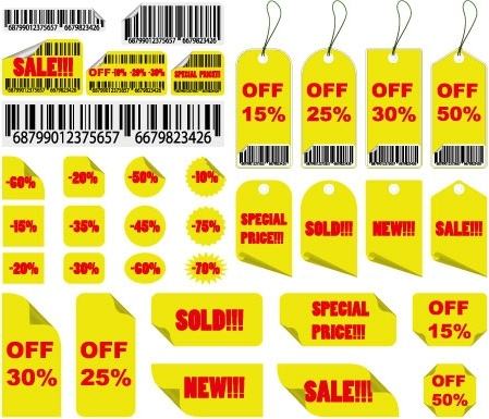 yellow sales tag vector
