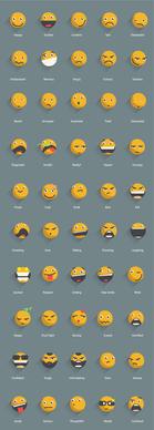 yellow shadowed emoticons icons vector