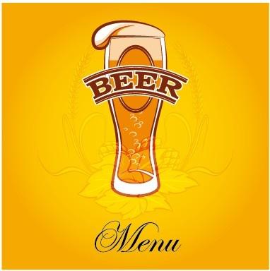 yellow style beer menu cover design vector