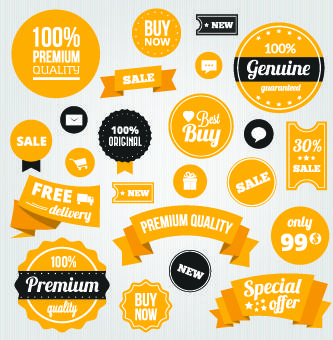yellow style sale labels vector