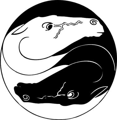 Yin Yang Horses clip art