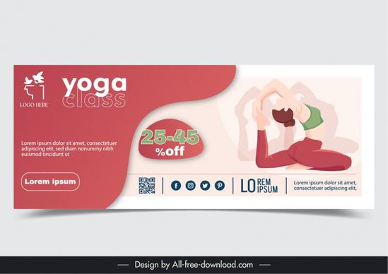 yoga classes banner template flat stretching woman silhouette 