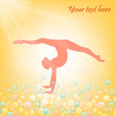 yoga poster with exercising human and light beams