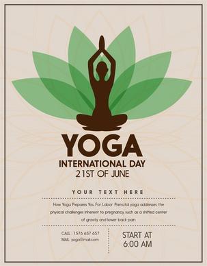 yoga promotion banner design with practicing woman silhouette