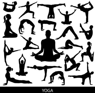 yoga silhouette 03 vector