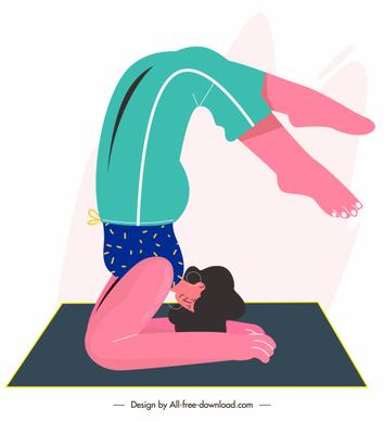 yoga sport icon woman sketch cartoon design