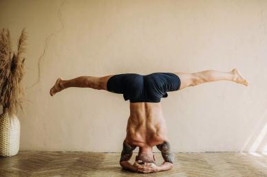 yoga sport picture stretching man upside down