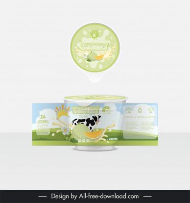 yogurt packaging template dynamic milk splashing cow melon