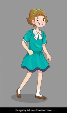 young girl icon cute cartoon character sketch