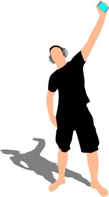 young man with music vector illustration