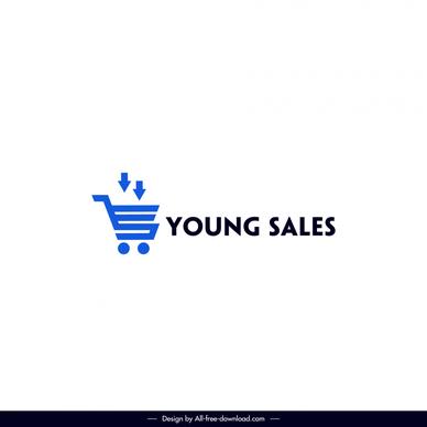 young sale logotype flat trolley arrows texts sketch