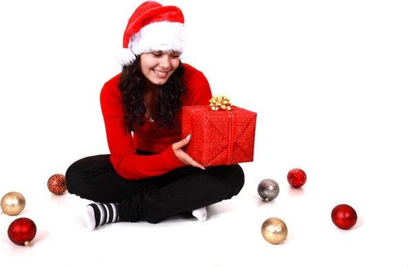 young woman with christmas gift