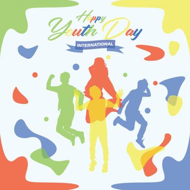 youth day people silhouette with colorful backgrounds