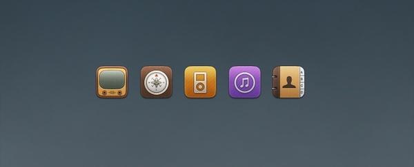 Youtube, Compass, iPod, iTunes, and Contacts Replacement Icons