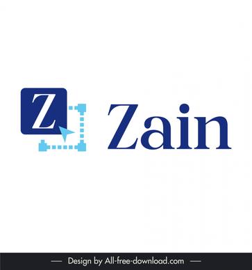 zain logo template flat texts cursor frame 