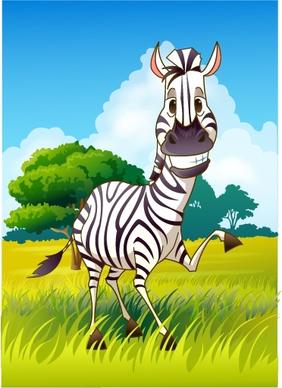 animal painting cute zebra icon colored cartoon design