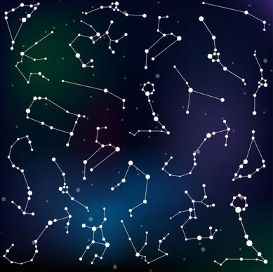 zodiac background stars layout icons spots connection design