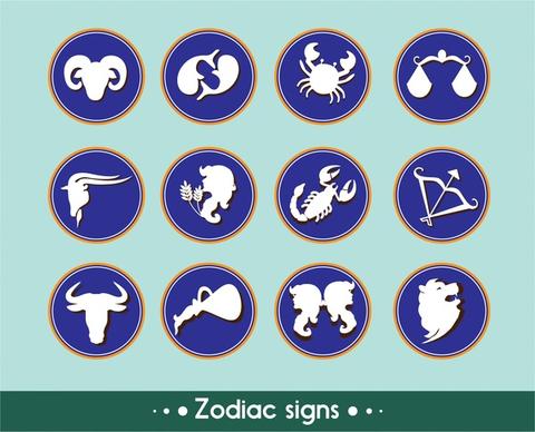 zodiac signs collection with flat buttons illustration