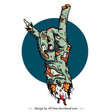 zombie hand icon terrible decomposing sketch