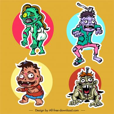 zombie icons horror cartoon characters sketch