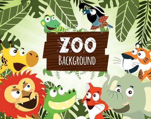 zoo advertising cute animals icons cartoon design